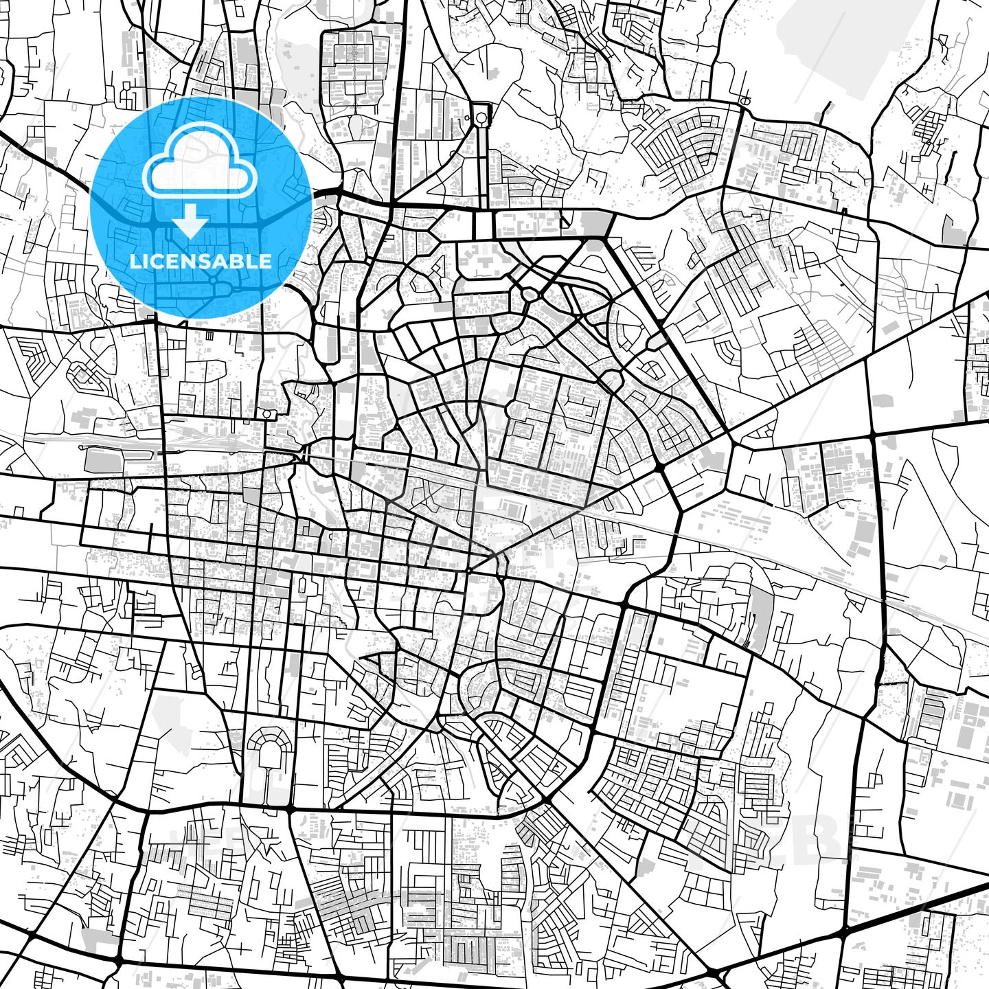 Downtown map of Bandung, West Java, Indonesia