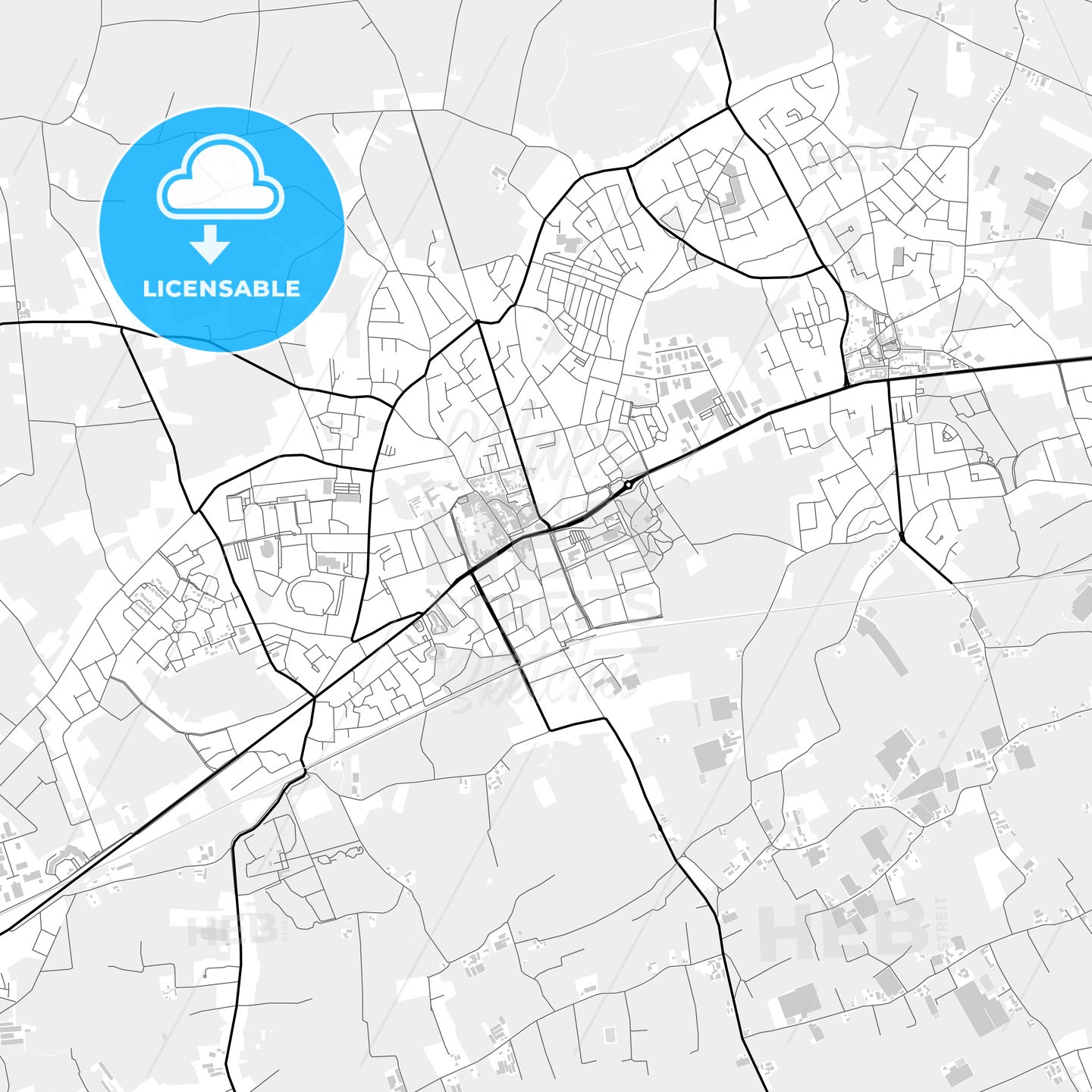 Downtown map of Beveren, Belgium