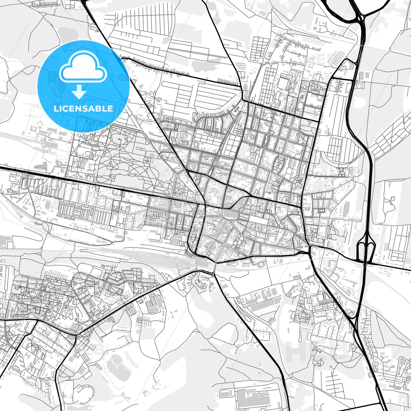 Downtown map of Bytom, Poland