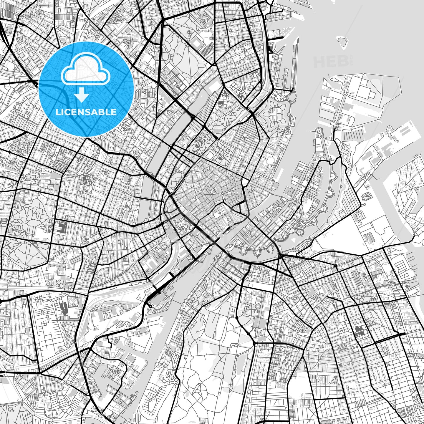 Downtown map of Copenhagen, Denmark