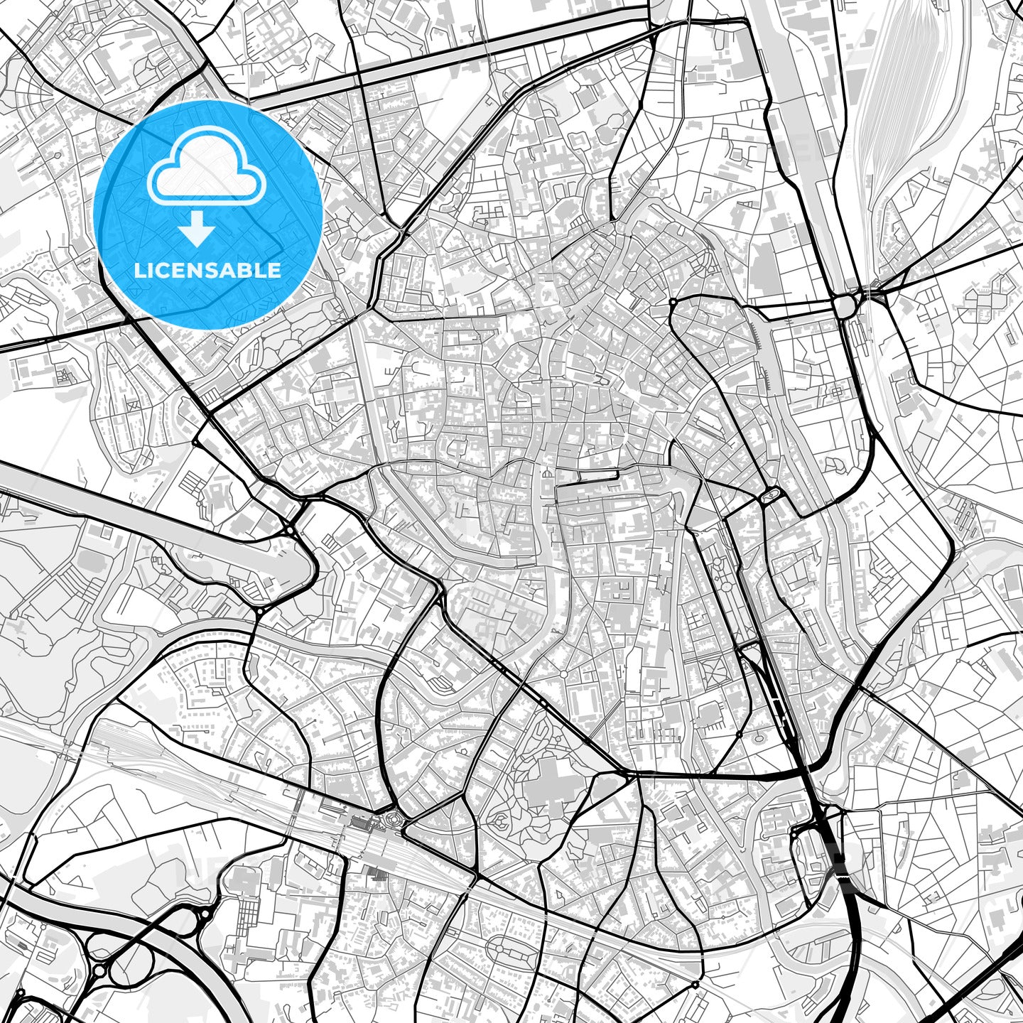 Downtown map of Ghent, Belgium
