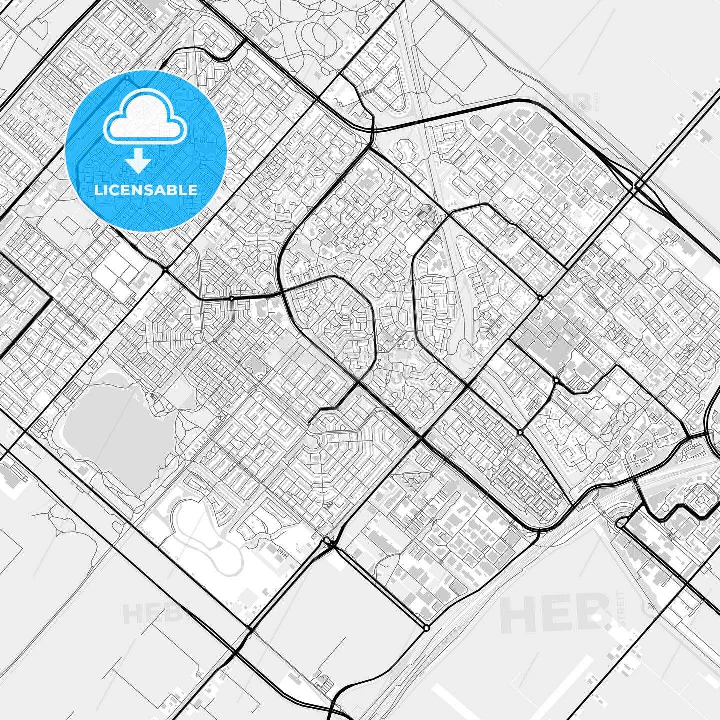 Downtown map of Haarlemmermeer, Netherlands