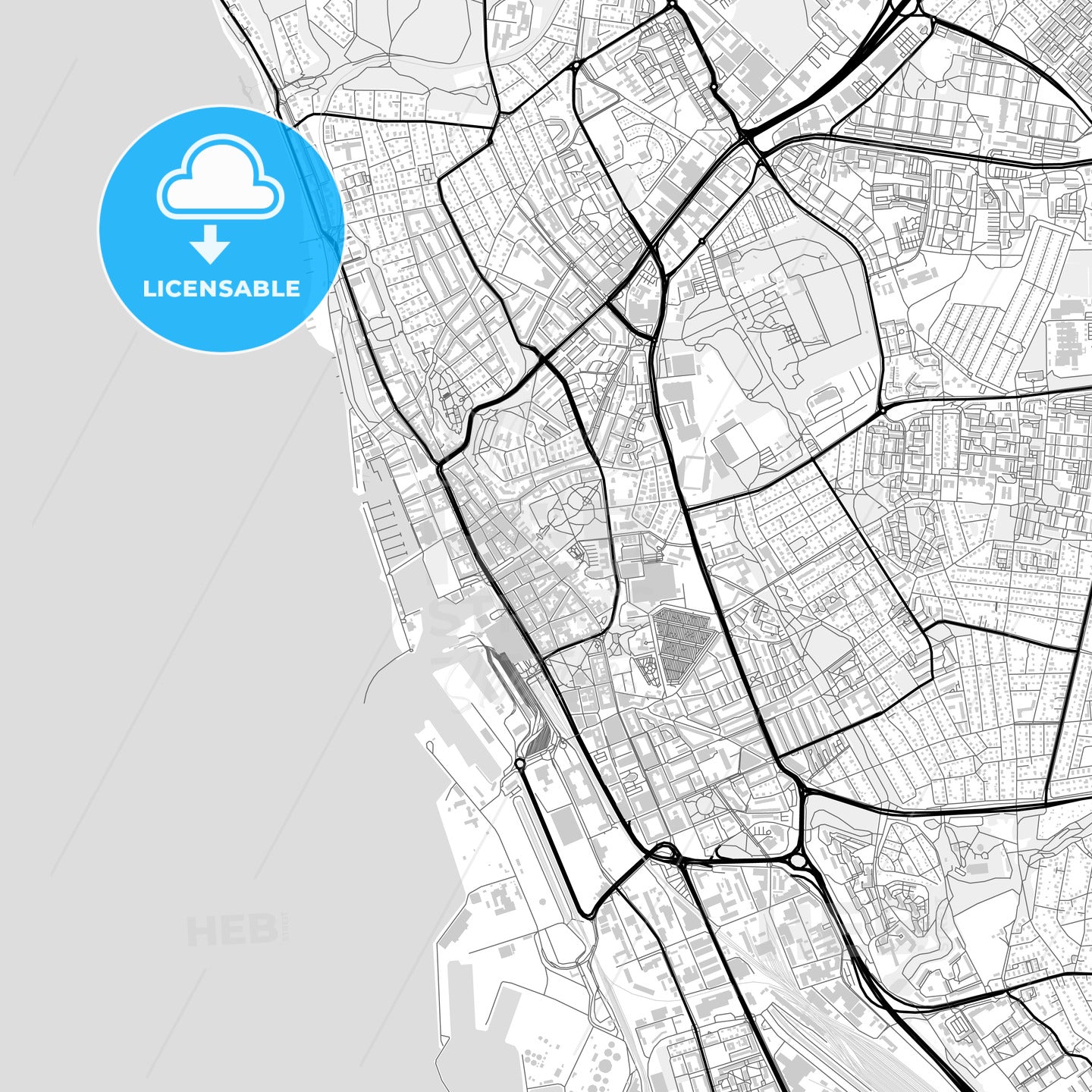 Downtown map of Helsingborg, Sweden - HEBSTREITS