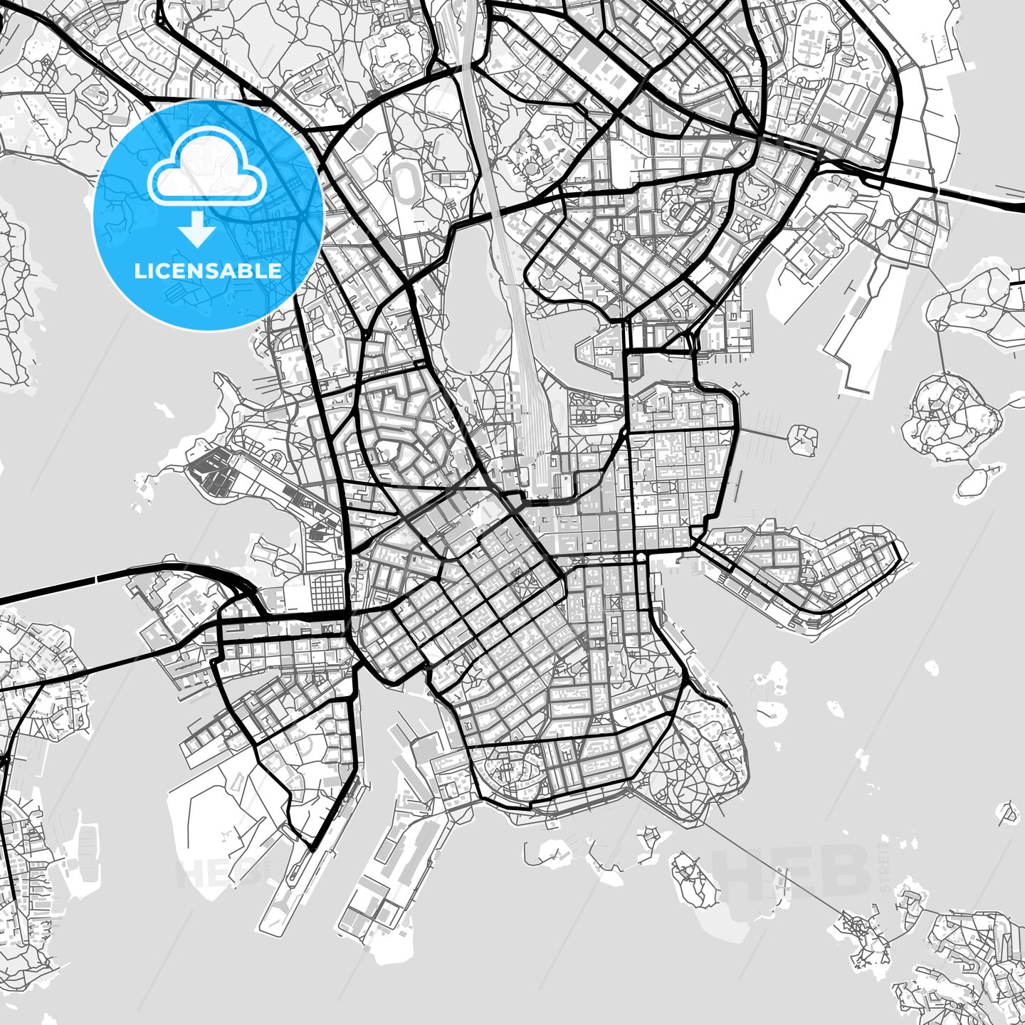 Downtown map of Helsinki, Finland