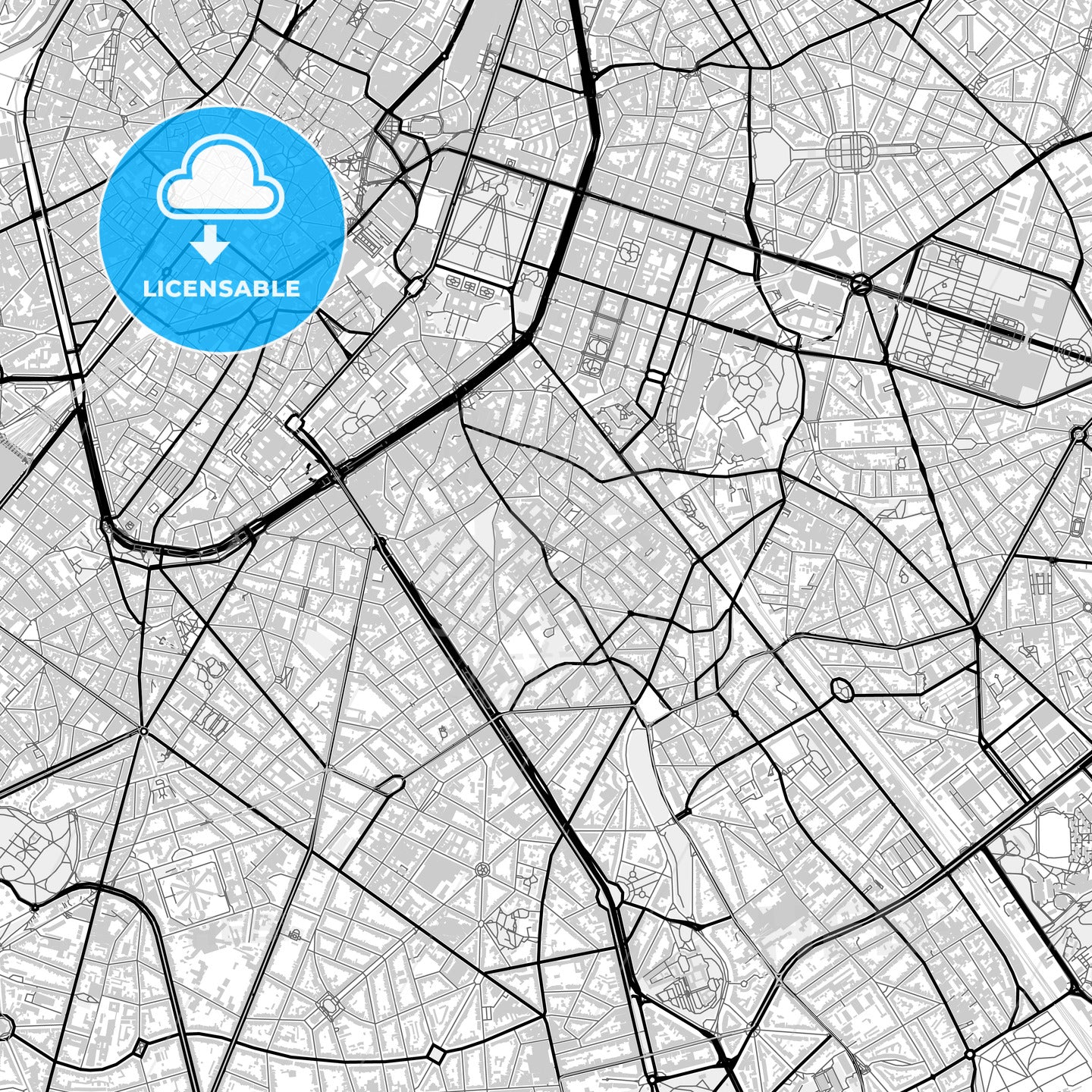 Downtown map of Ixelles, Belgium