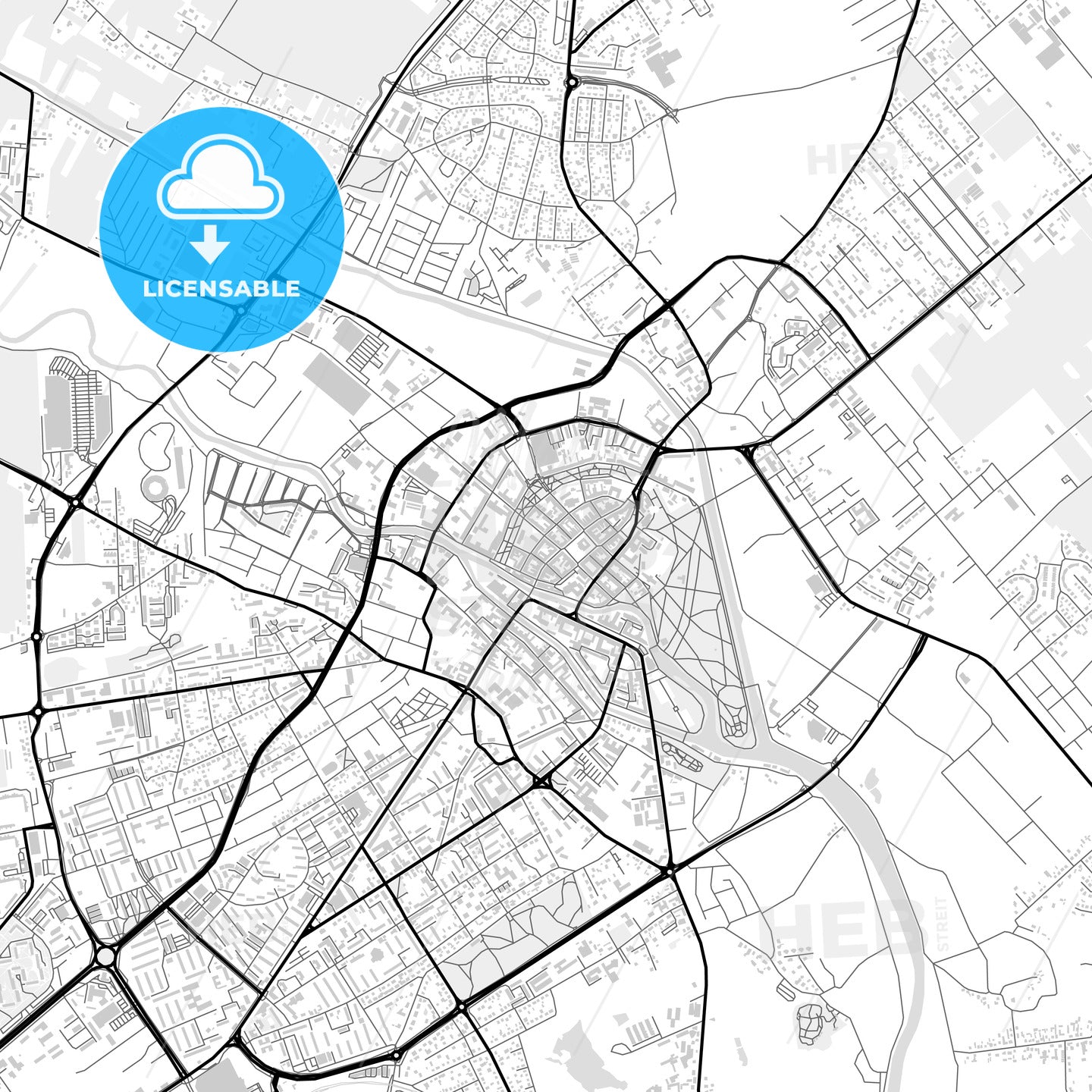 Downtown map of Kalisz, Poland - HEBSTREITS