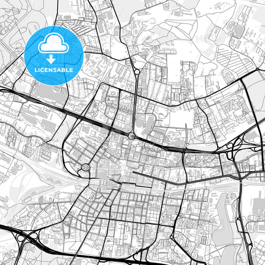 Downtown map of Katowice, Poland