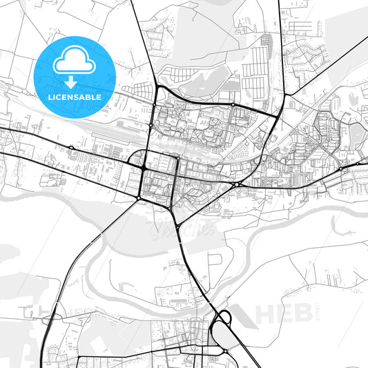 Downtown map of Konin, Poland