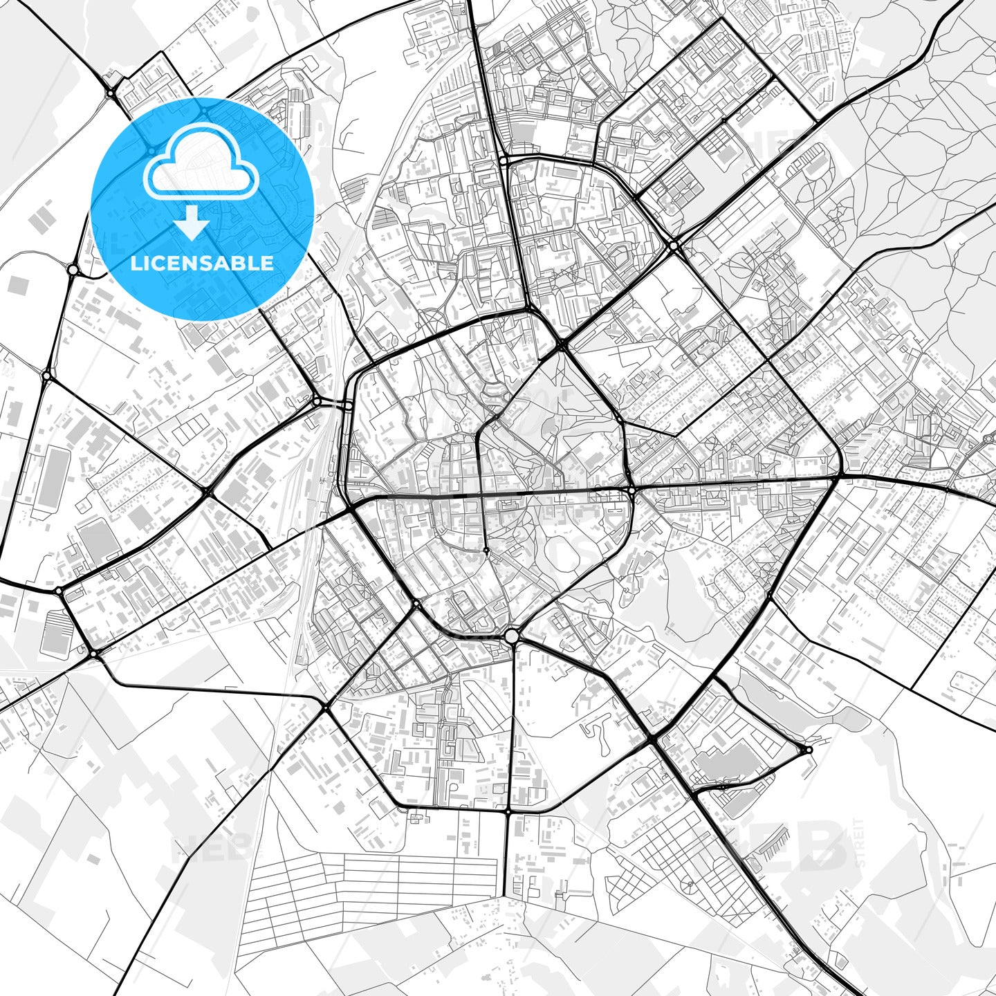 Downtown map of Koszalin, Poland