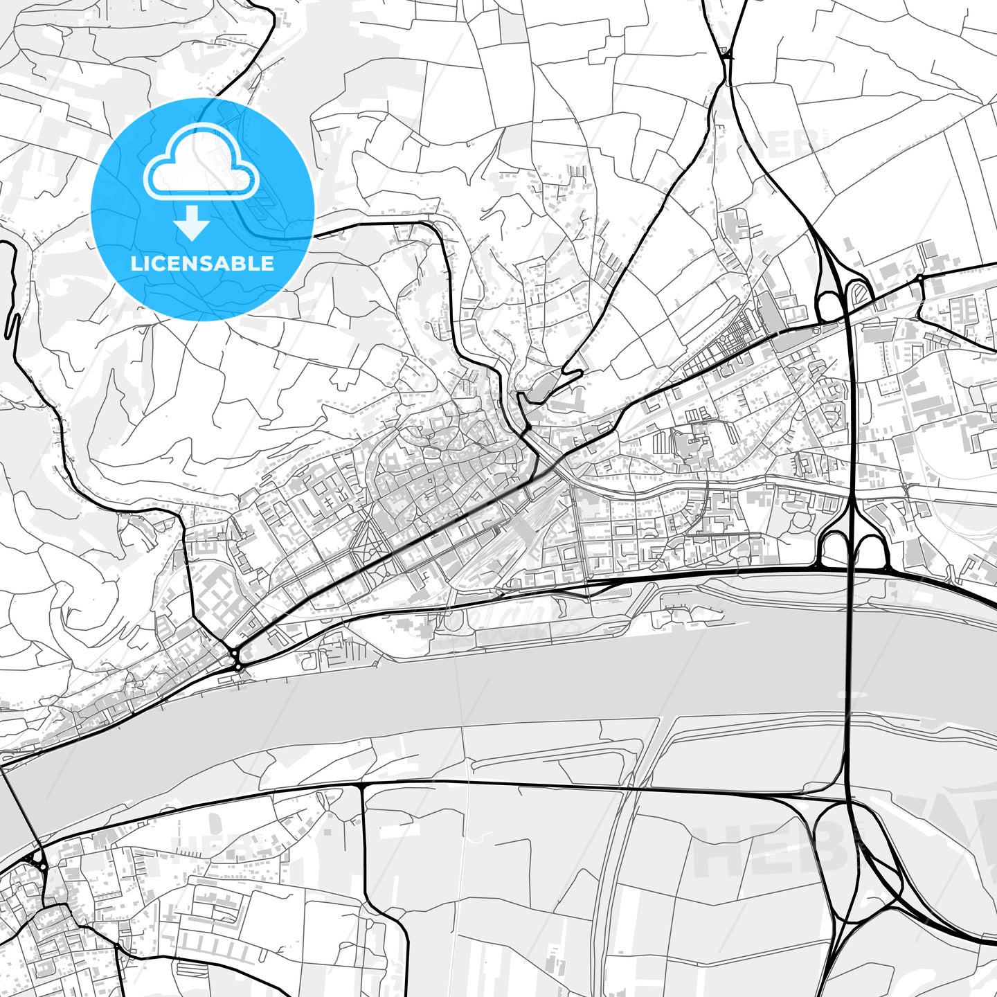 Downtown map of Krems an der Donau, Austria