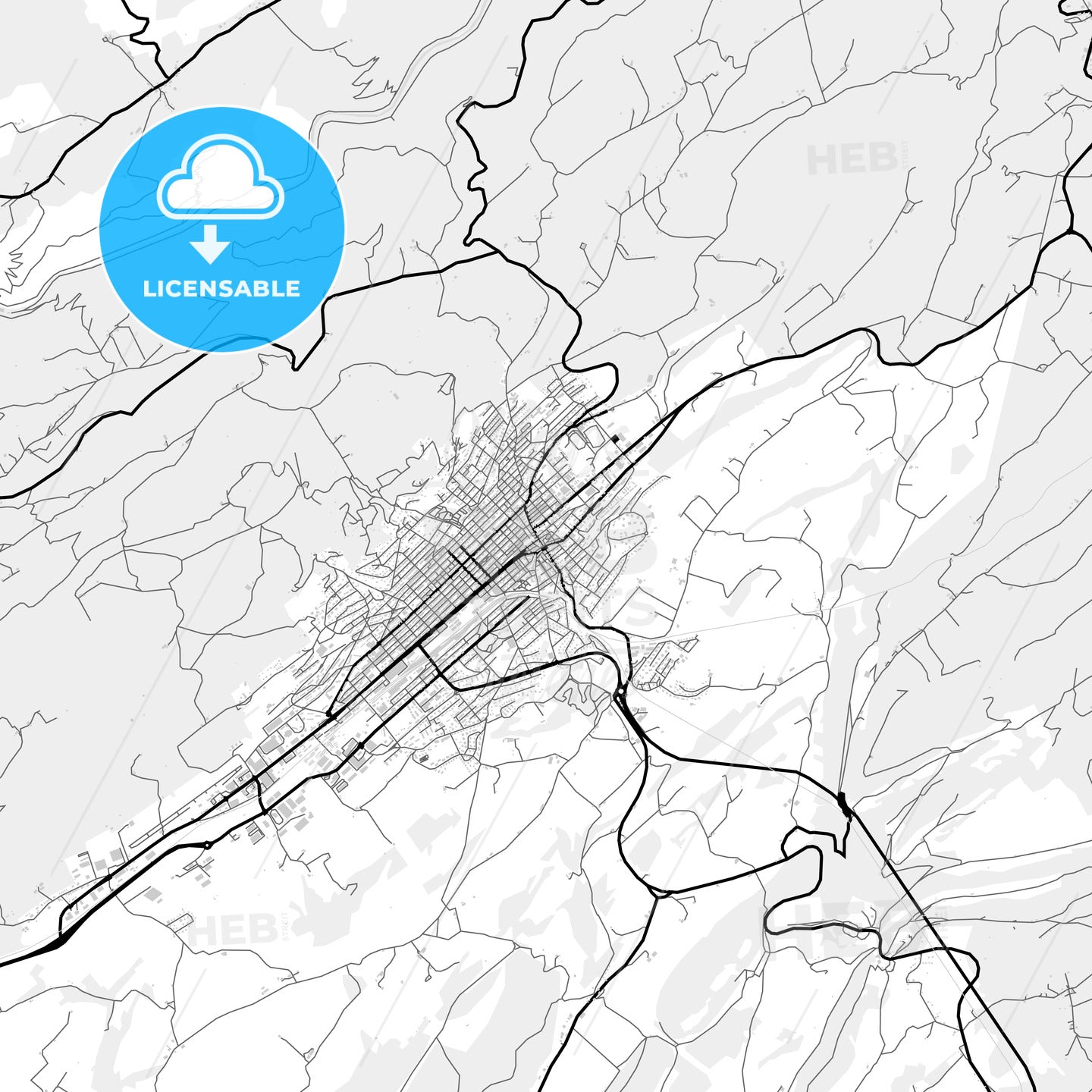 Downtown map of La Chaux-de-Fonds, Switzerland