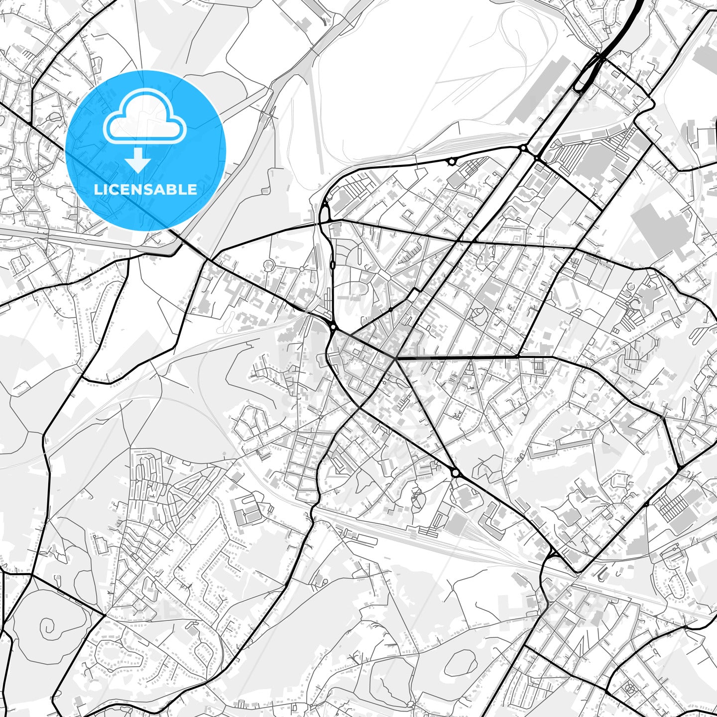 Downtown map of La Louvière, Belgium