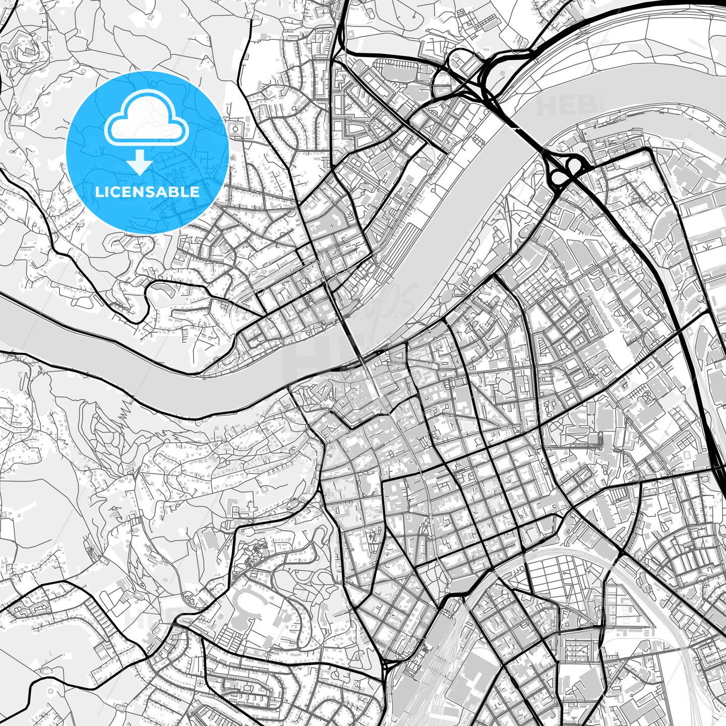 Downtown map of Linz, Austria
