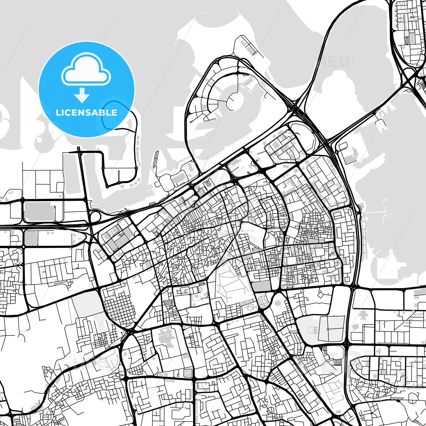 Downtown map of Manama, Bahrain