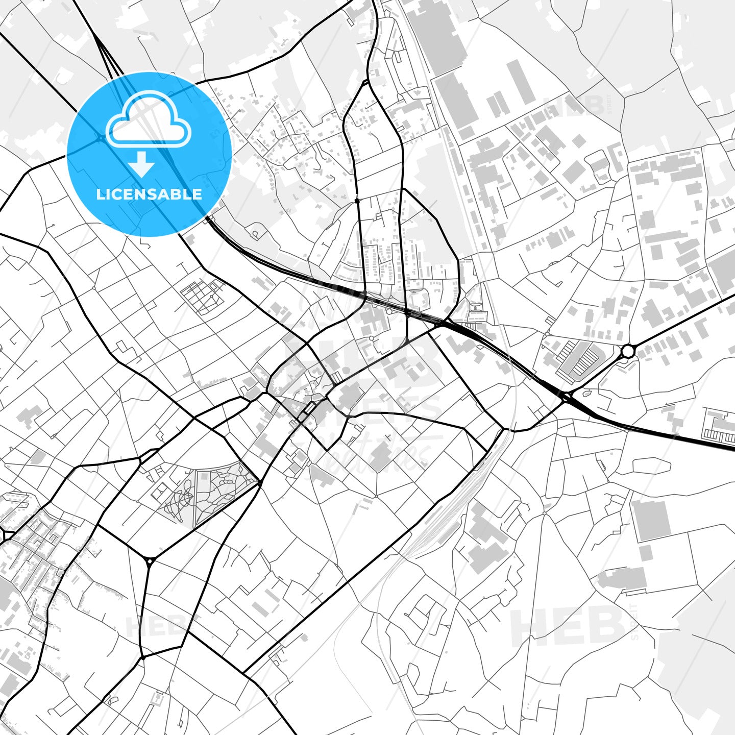 Downtown map of Mouscron, Belgium