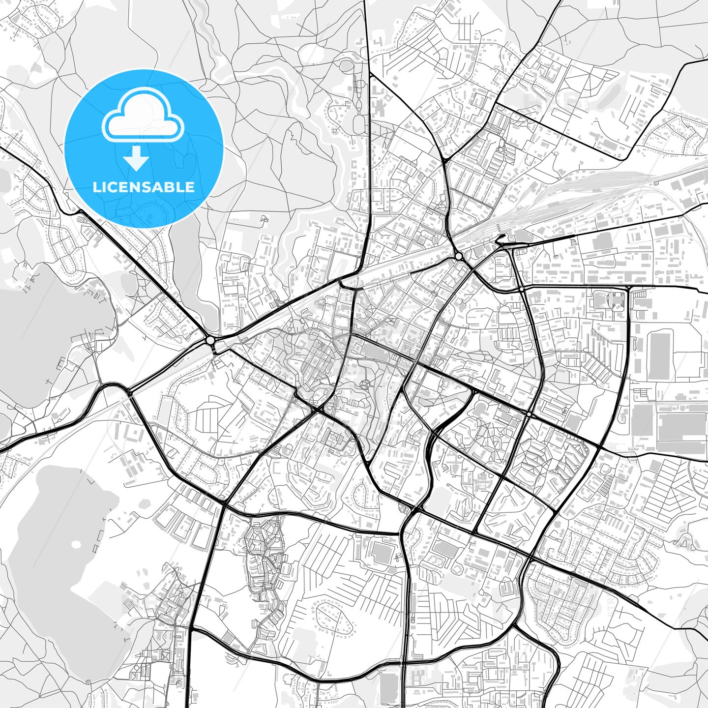 Downtown map of Olsztyn, Poland