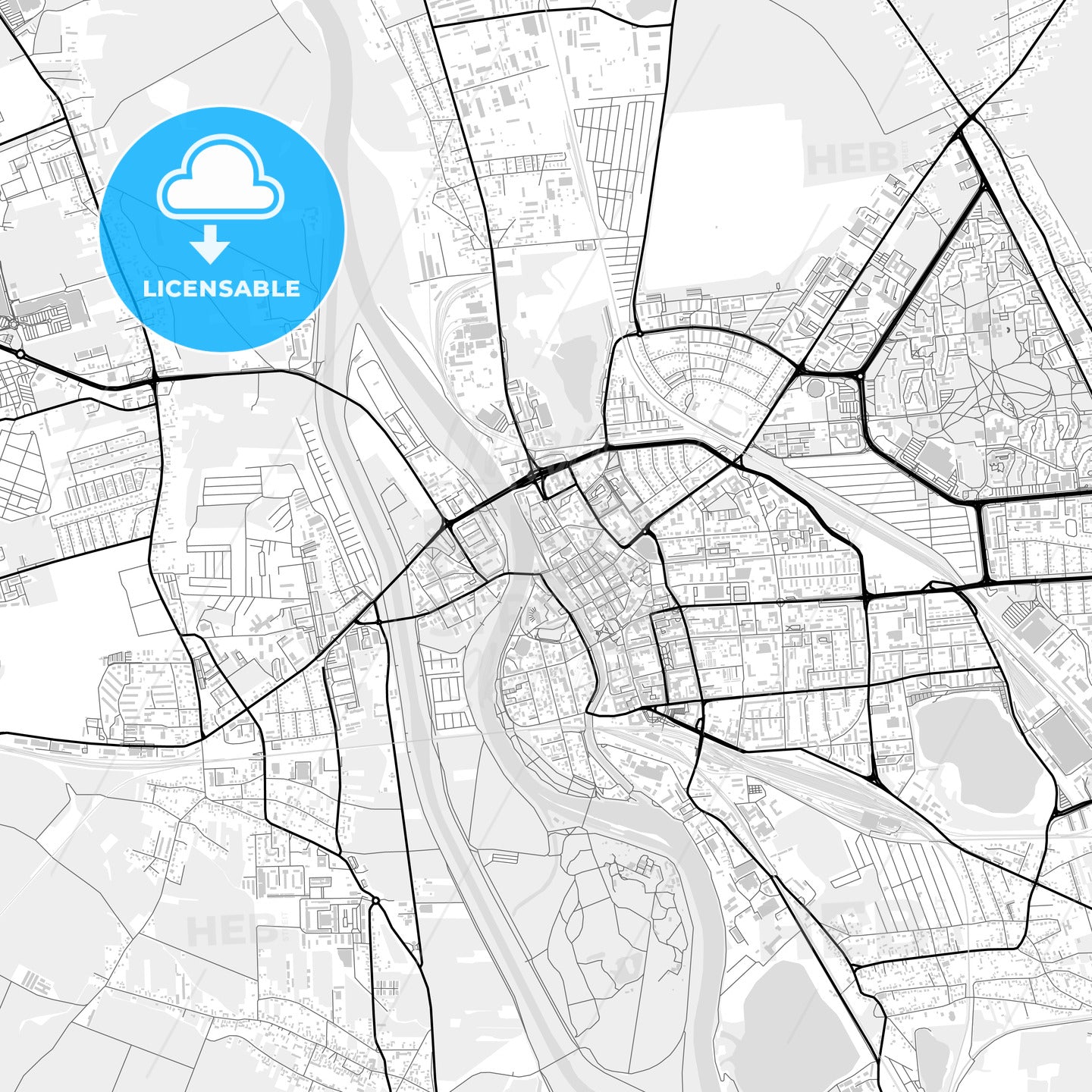 Downtown map of Opole, Poland