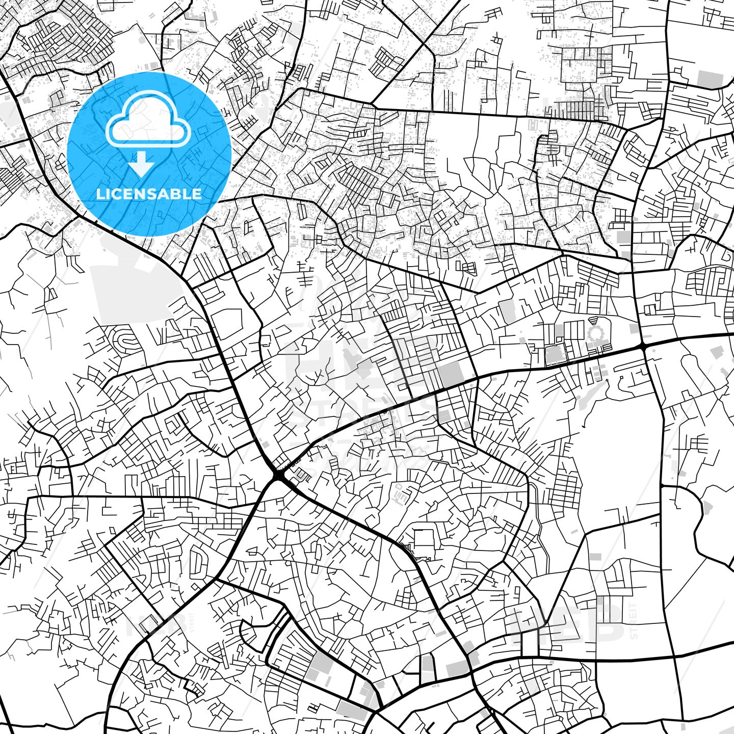 Downtown map of Palembang, South Sumatra, Indonesia