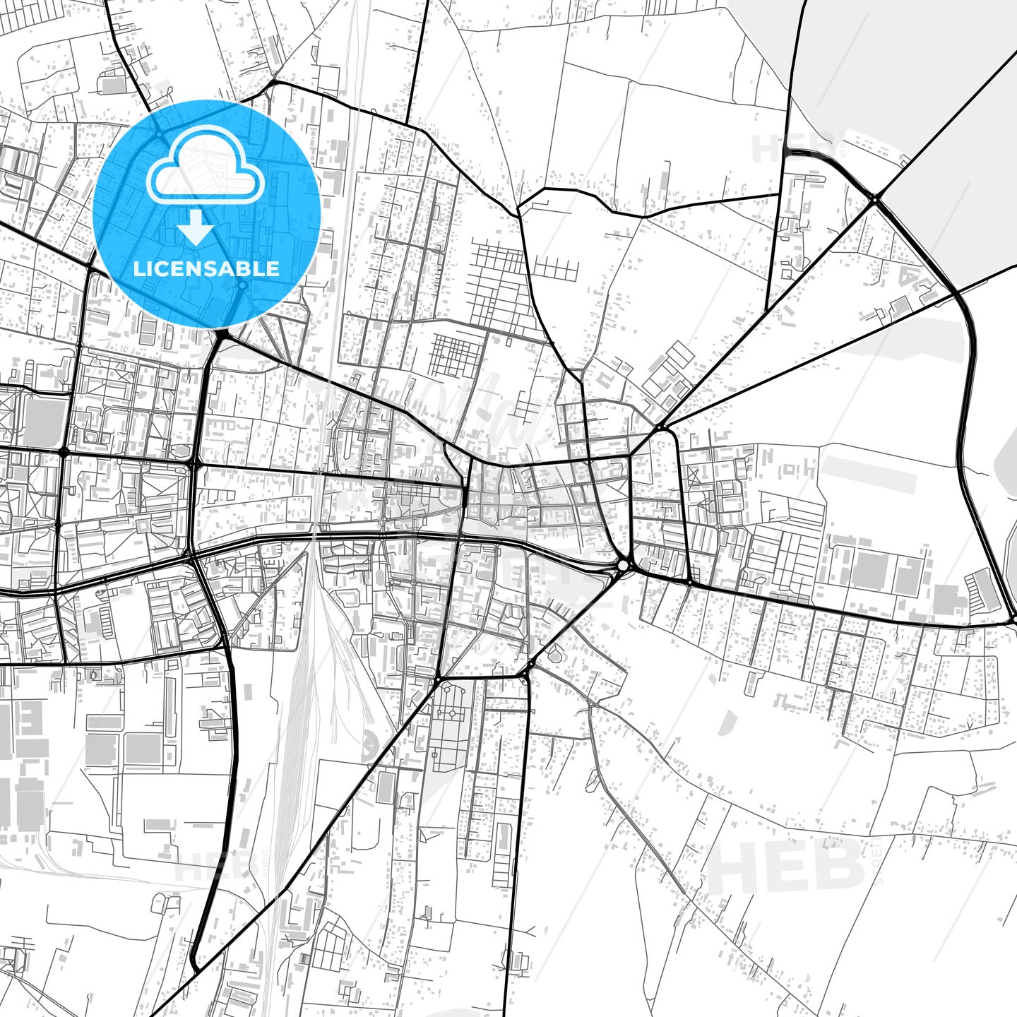 Downtown map of Piotrków Trybunalski, Poland