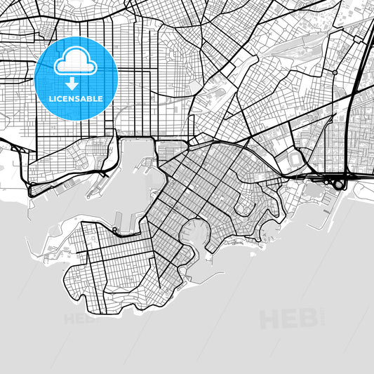 Downtown map of Pireas, Greece