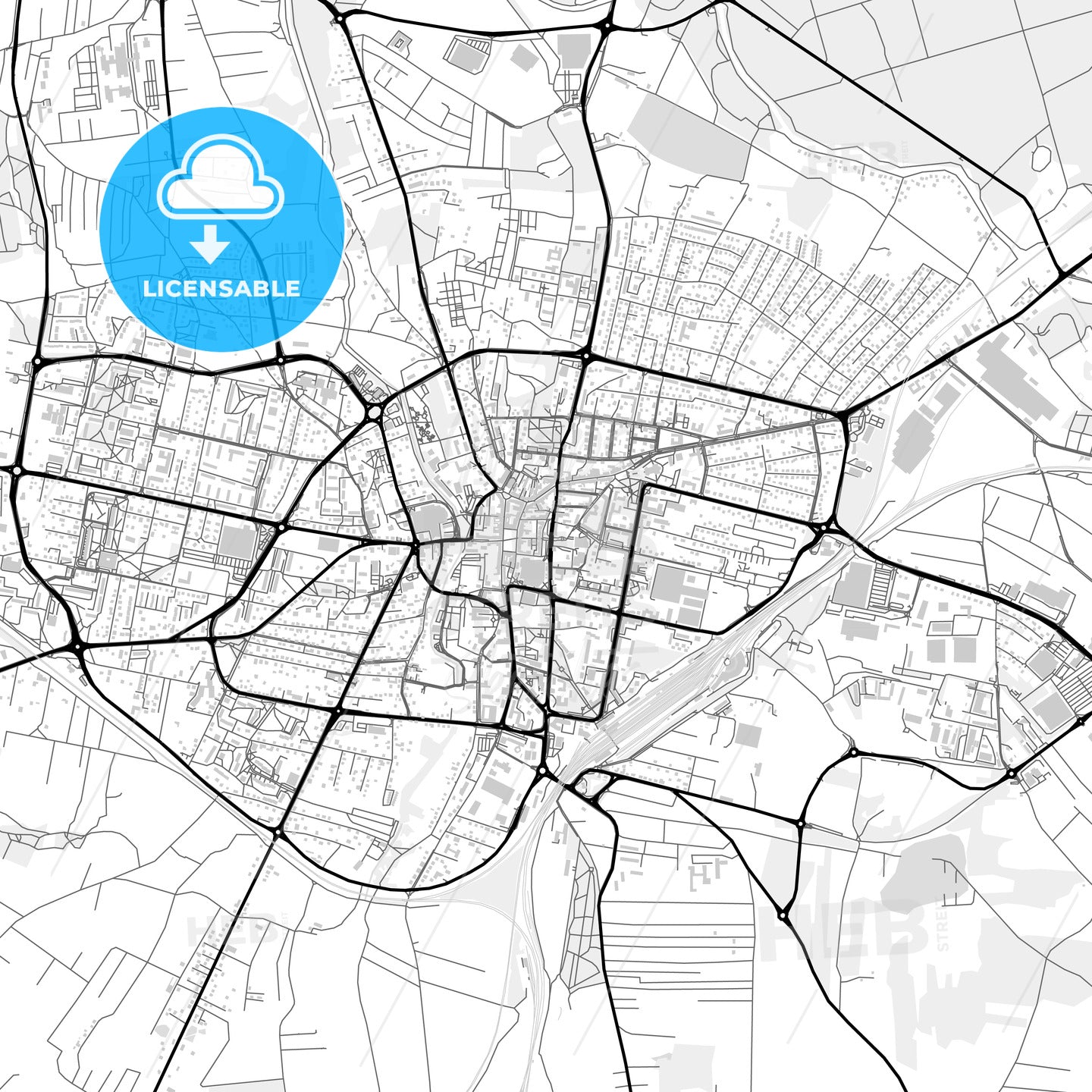 Downtown map of Rybnik, Poland