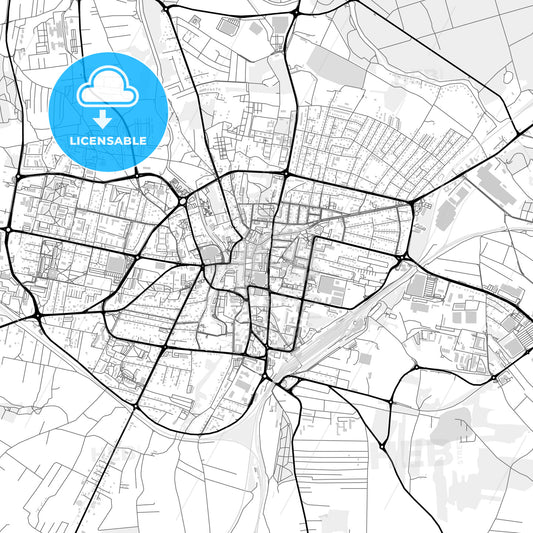 Downtown map of Rybnik, Poland