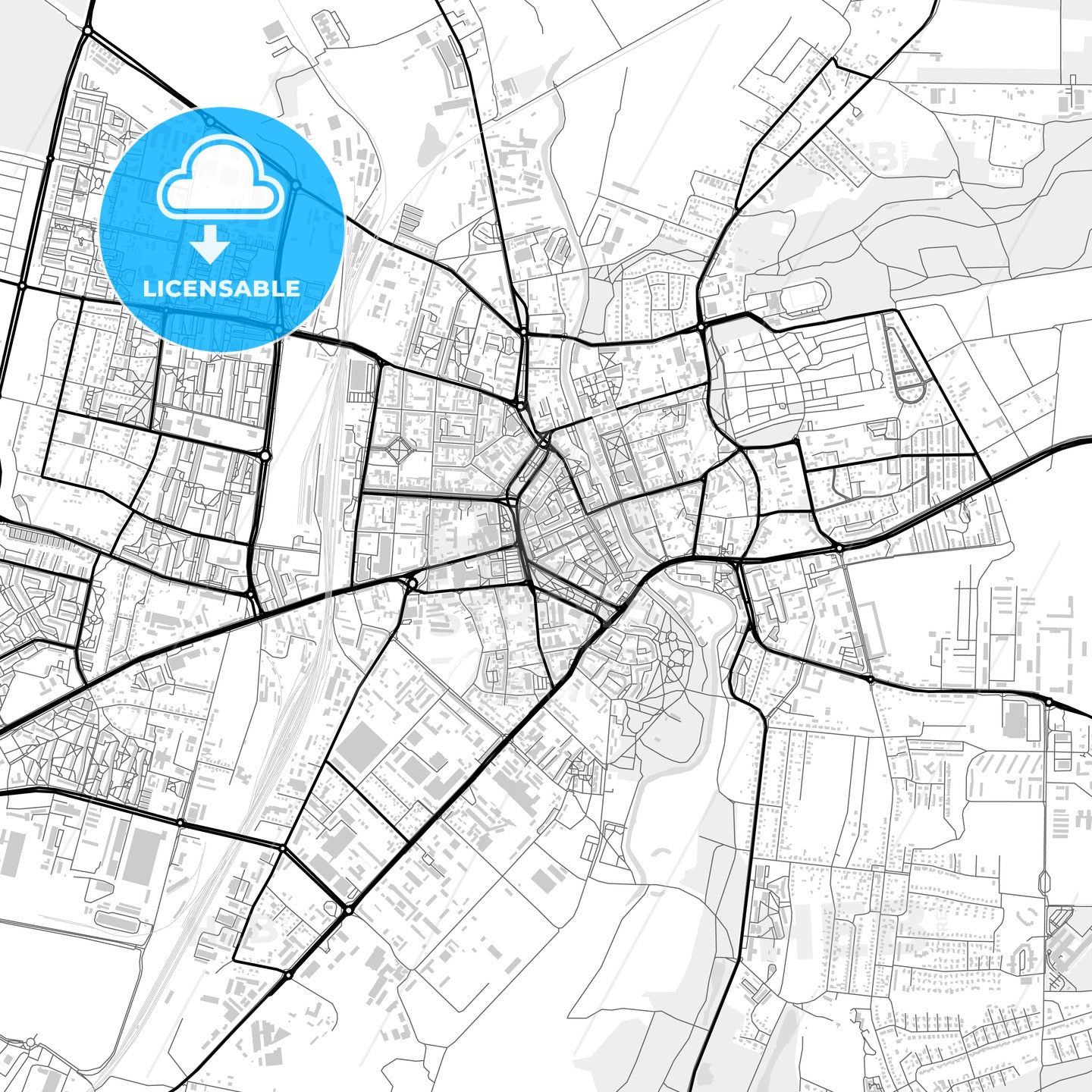 Downtown map of Słupsk, Poland - HEBSTREITS