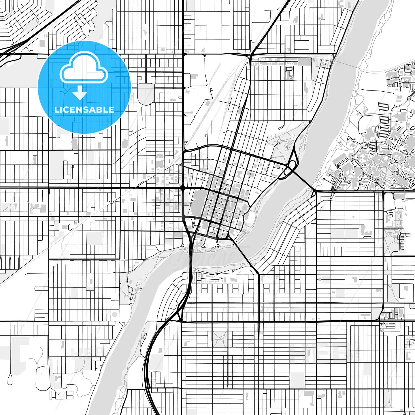 Downtown map of Saskatoon, Canada