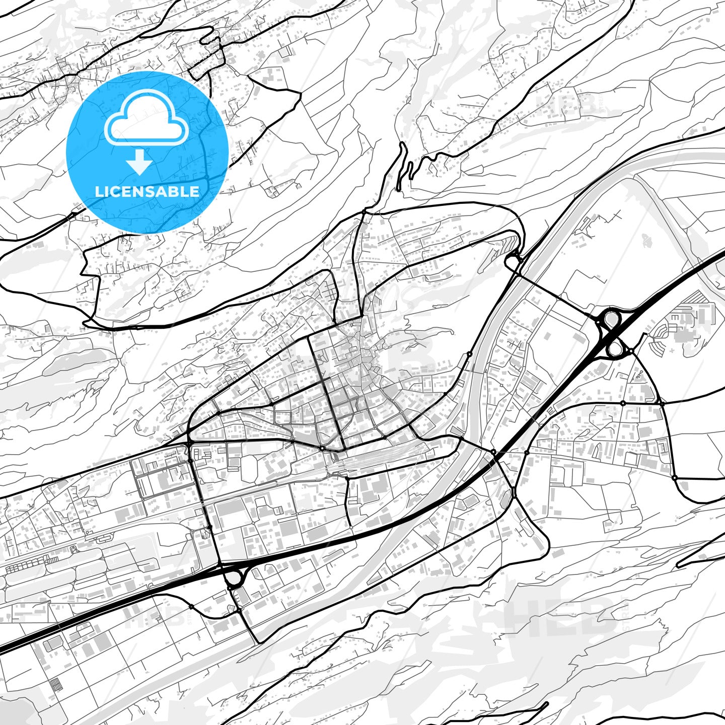 Downtown map of Sion, Switzerland - HEBSTREITS