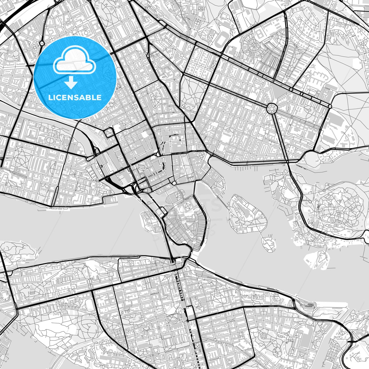 Downtown map of Stockholm, Sweden