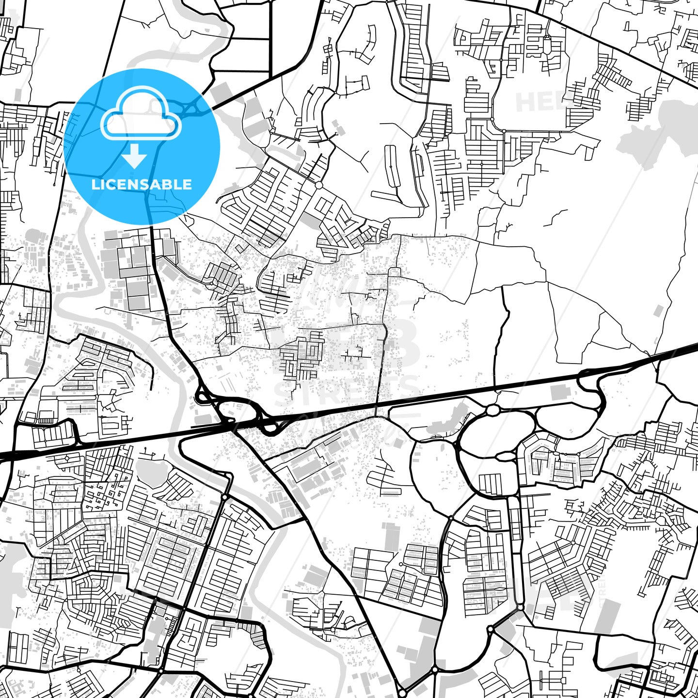 Downtown map of Tangerang, Banten, Indonesia
