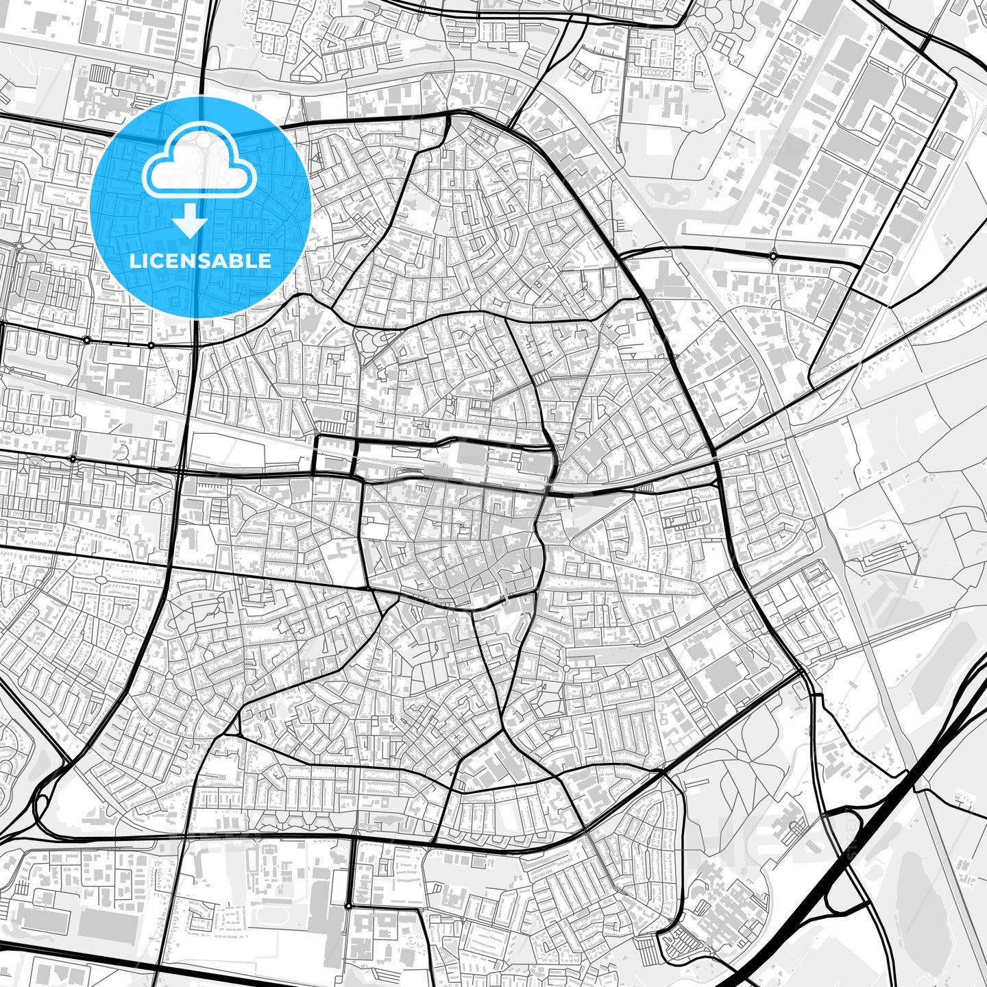 Downtown map of Tilburg, Netherlands