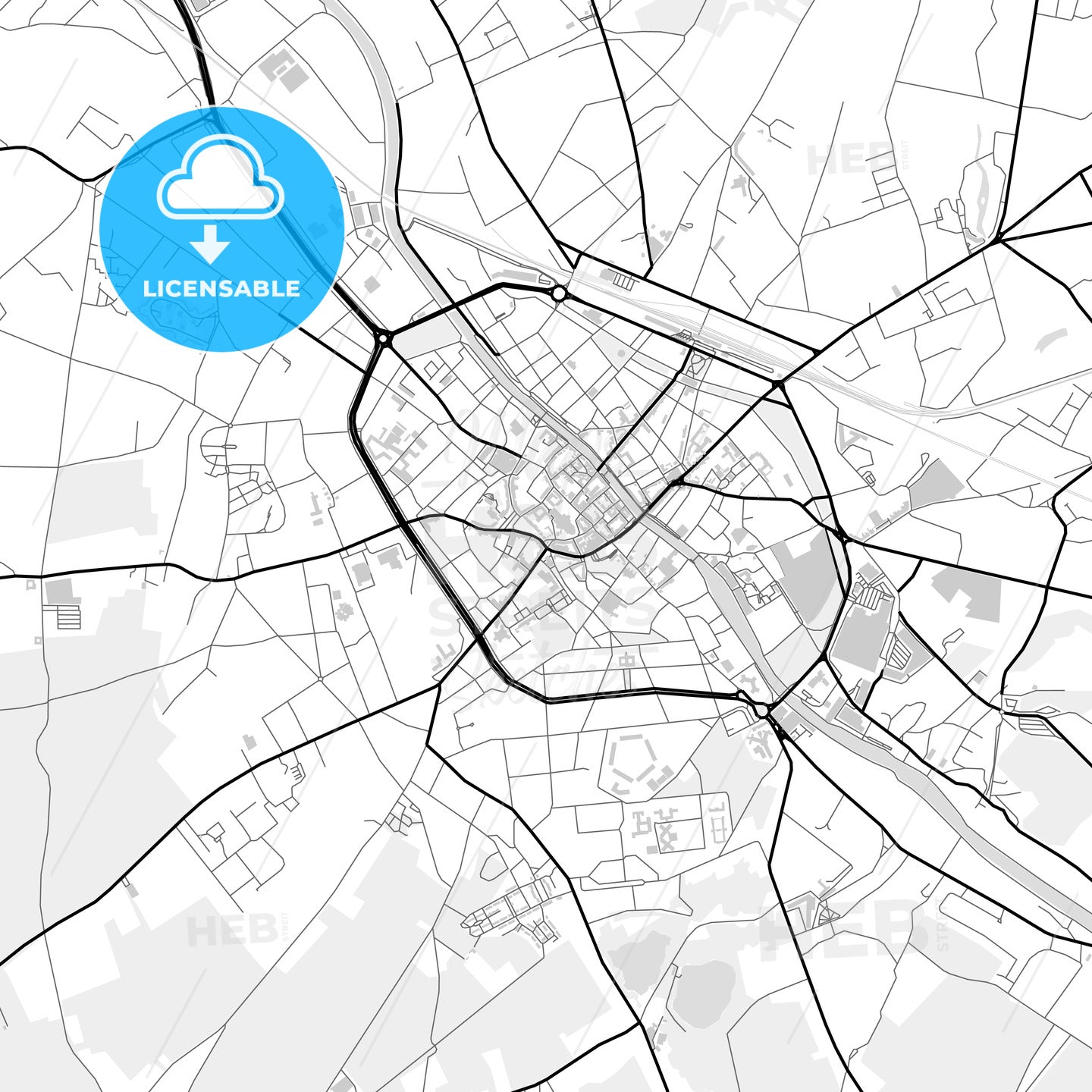 Downtown map of Tournai, Belgium