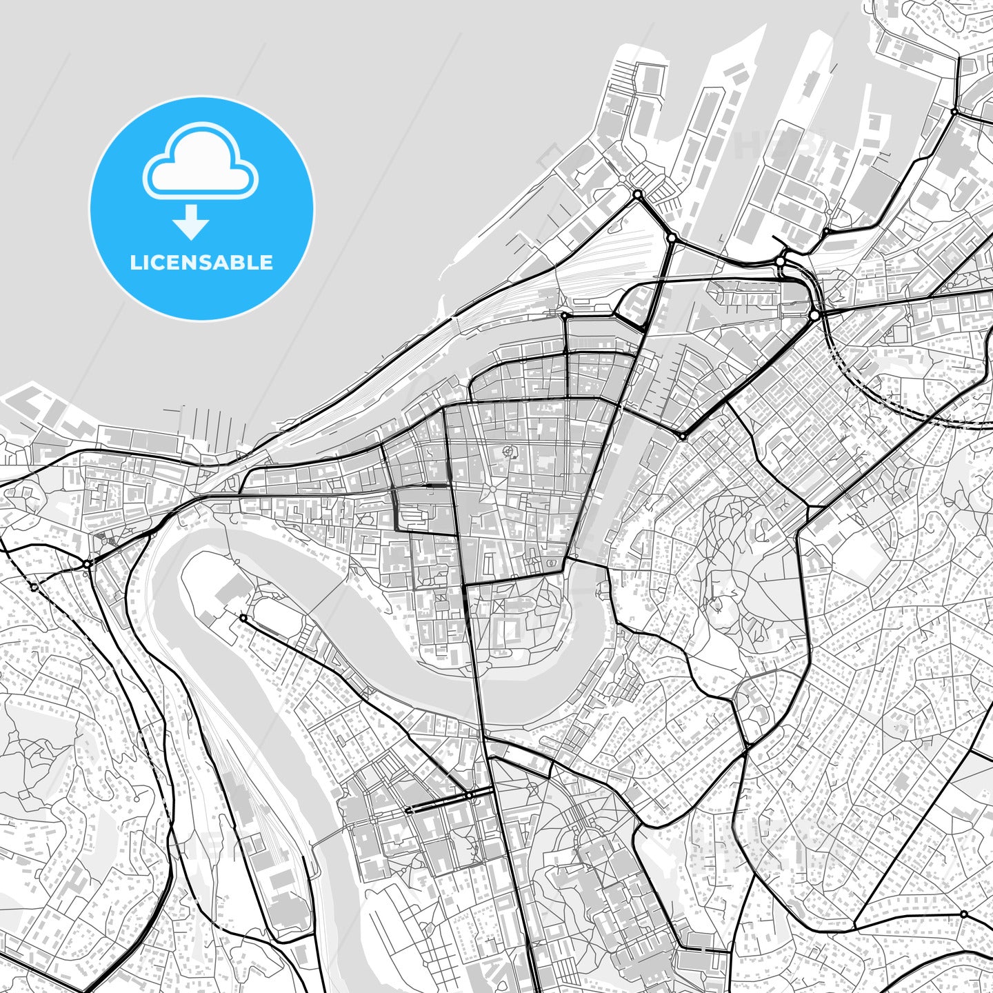 Downtown map of Trondheim, Norway