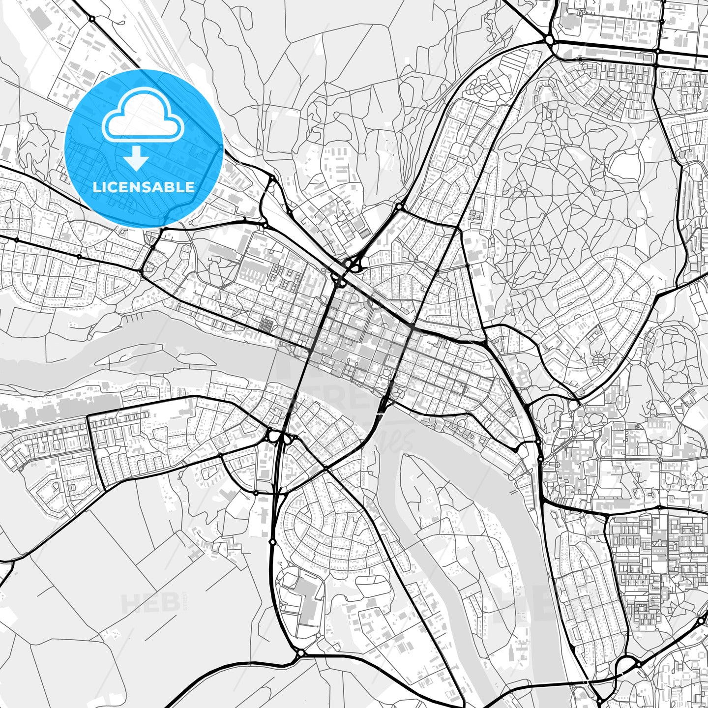 Downtown map of Umeå, Sweden