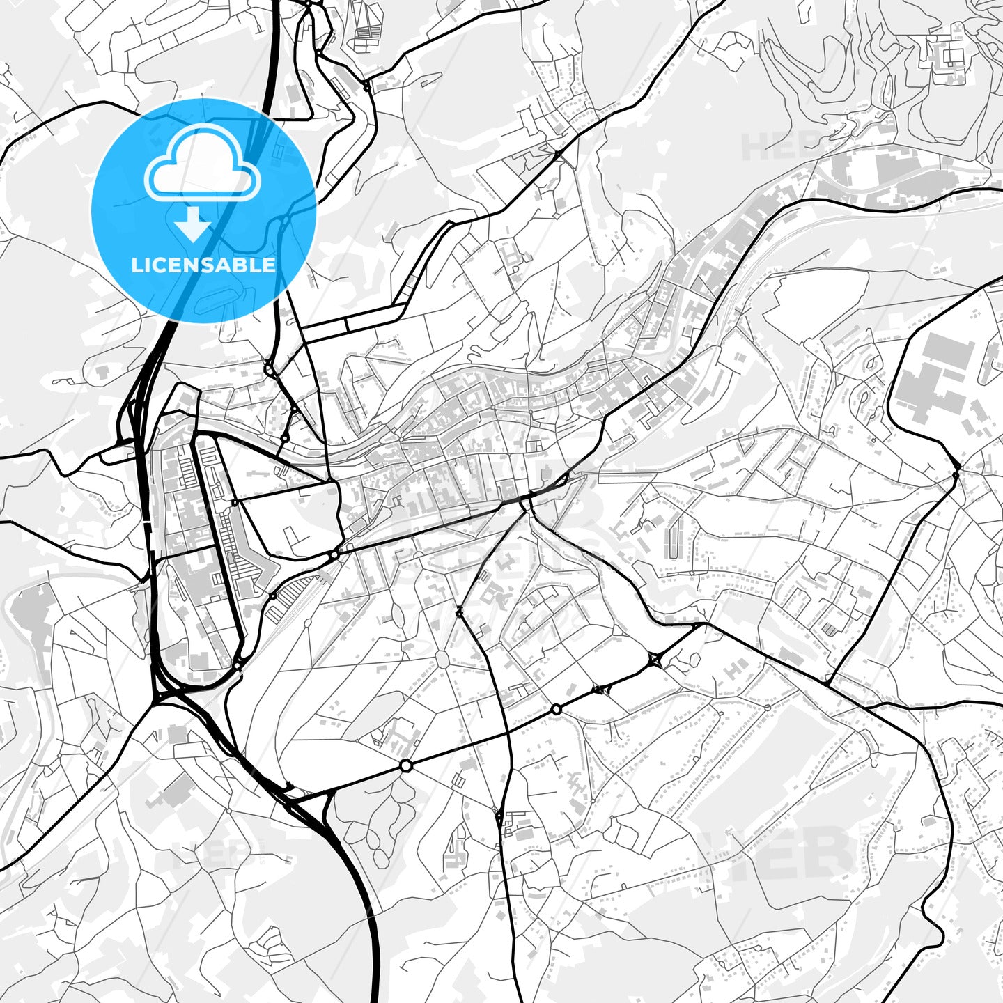 Downtown map of Verviers, Belgium