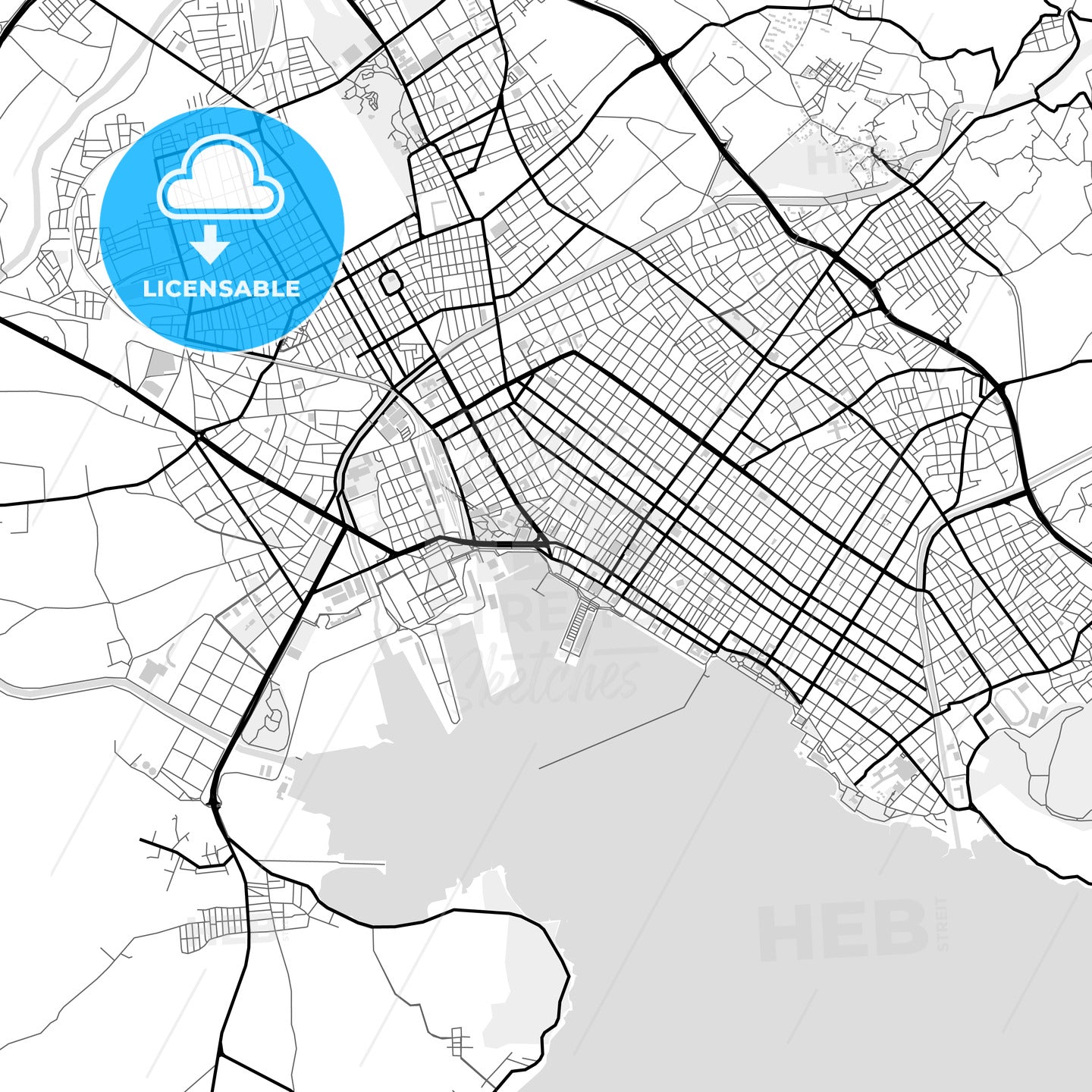 Downtown map of Volos, Greece - HEBSTREITS