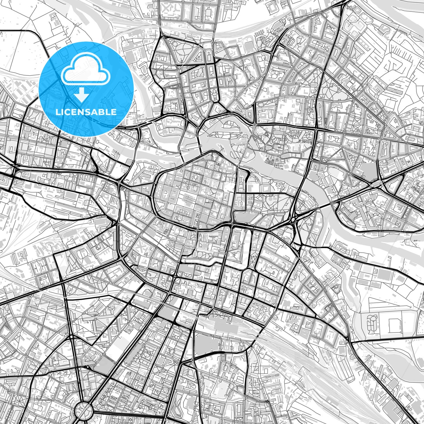 Downtown map of Wrocław, Poland