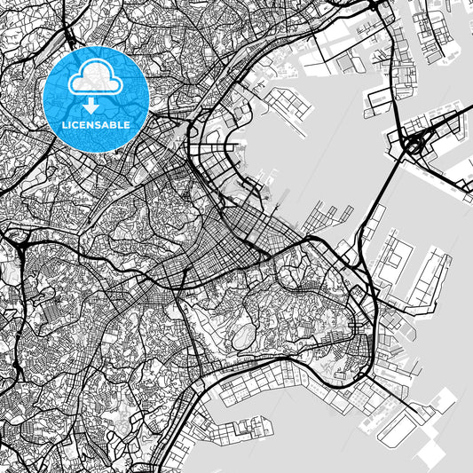 Downtown map of Yokohama, Japan (横浜市)