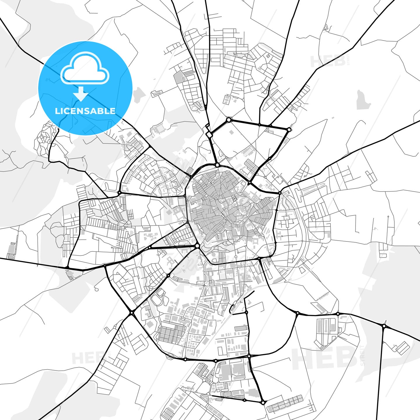 Downtown map of Évora, Portugal
