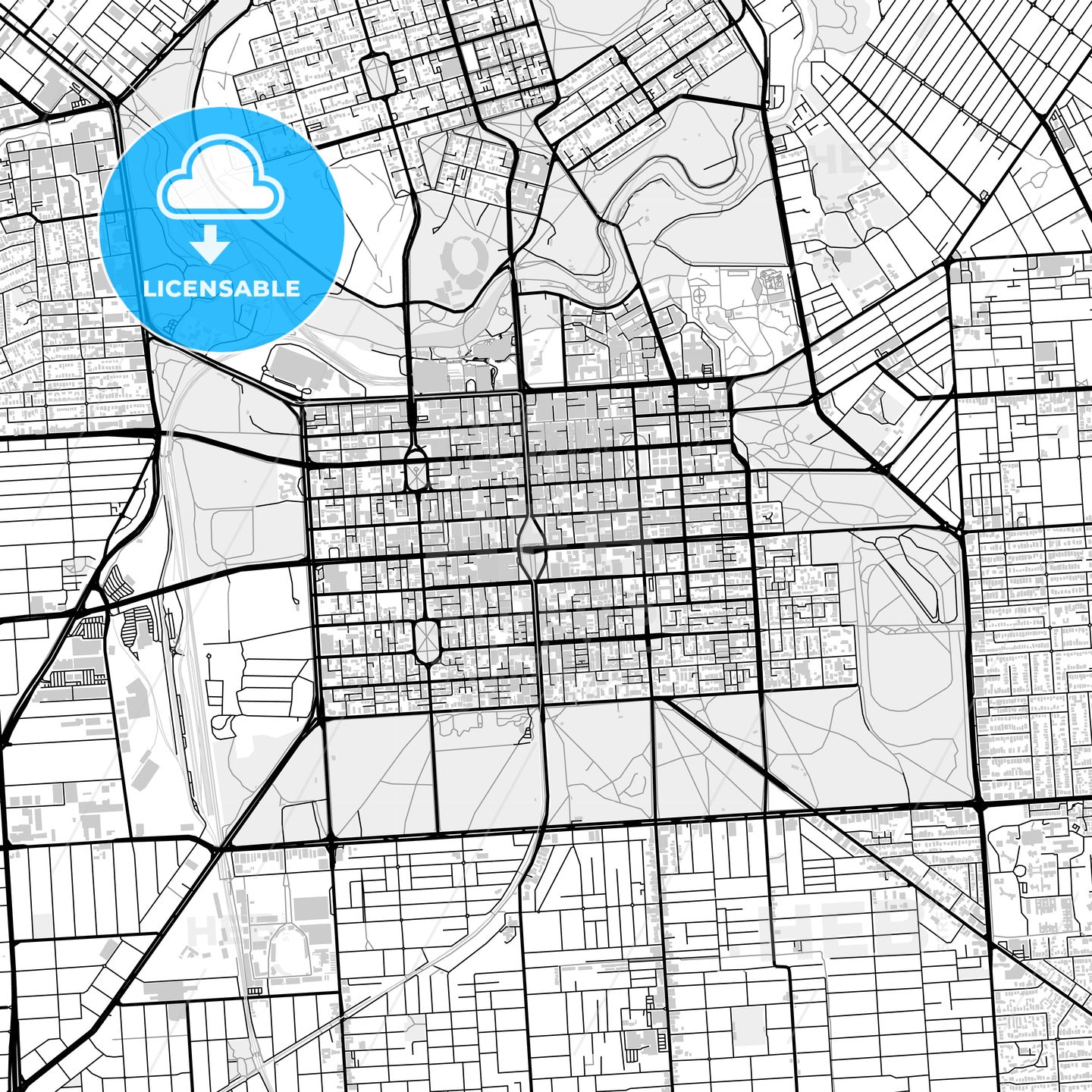 Downtown map of Adelaide, light