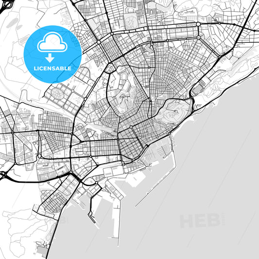 Downtown map of Alicante, light