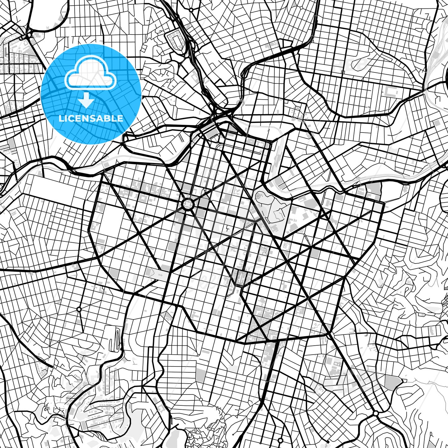 Downtown map of Belo Horizonte, light