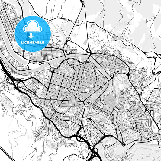 Downtown map of Bilbao, light