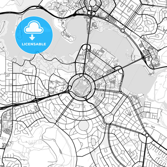 Downtown map of Canberra, light