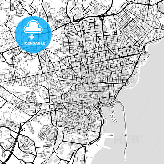 Downtown map of Catania, light