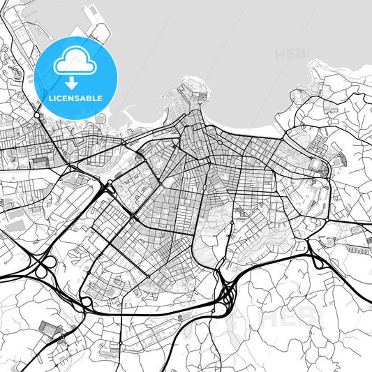 Downtown map of Gijón, light