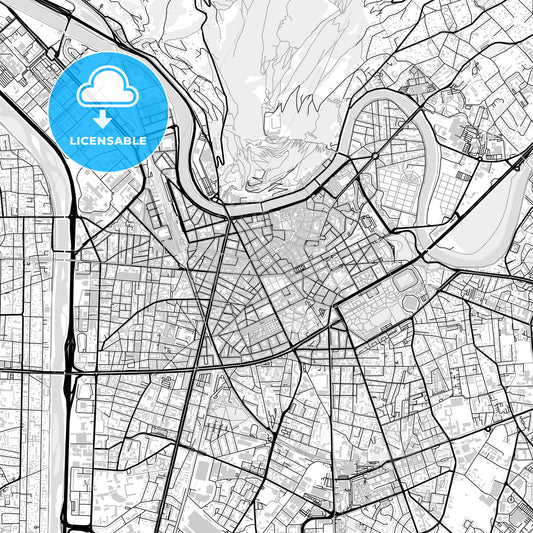 Downtown map of Grenoble, light