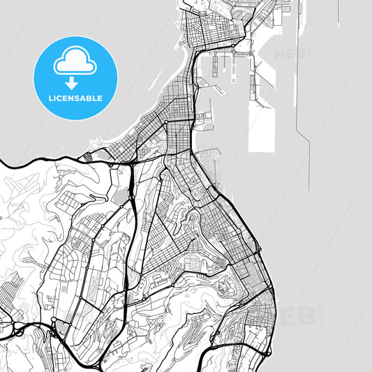Downtown map of Las Palmas, light
