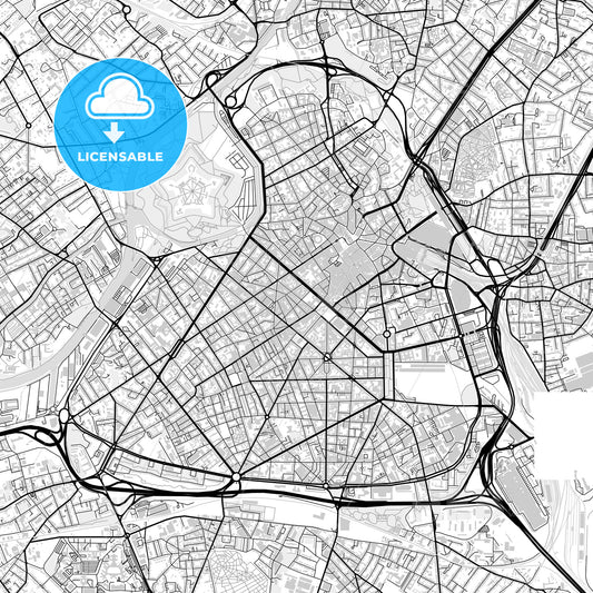 Downtown map of Lille, light